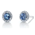 Boucles d&#39;oreilles rondes Blue CZ Stud 925 Bijoux en argent pour filles